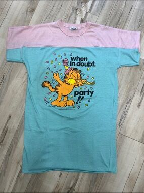 Vintage 1978 RARE Garfield Graphic Pink and Blue Pajama Shirt